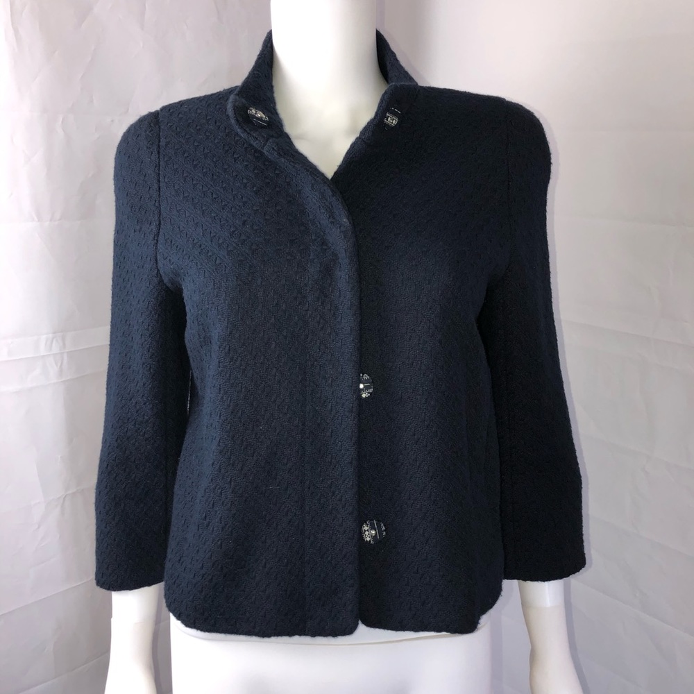 Isaac Mizrahi Navy Blue‎ Textured Blazer Jacket 8